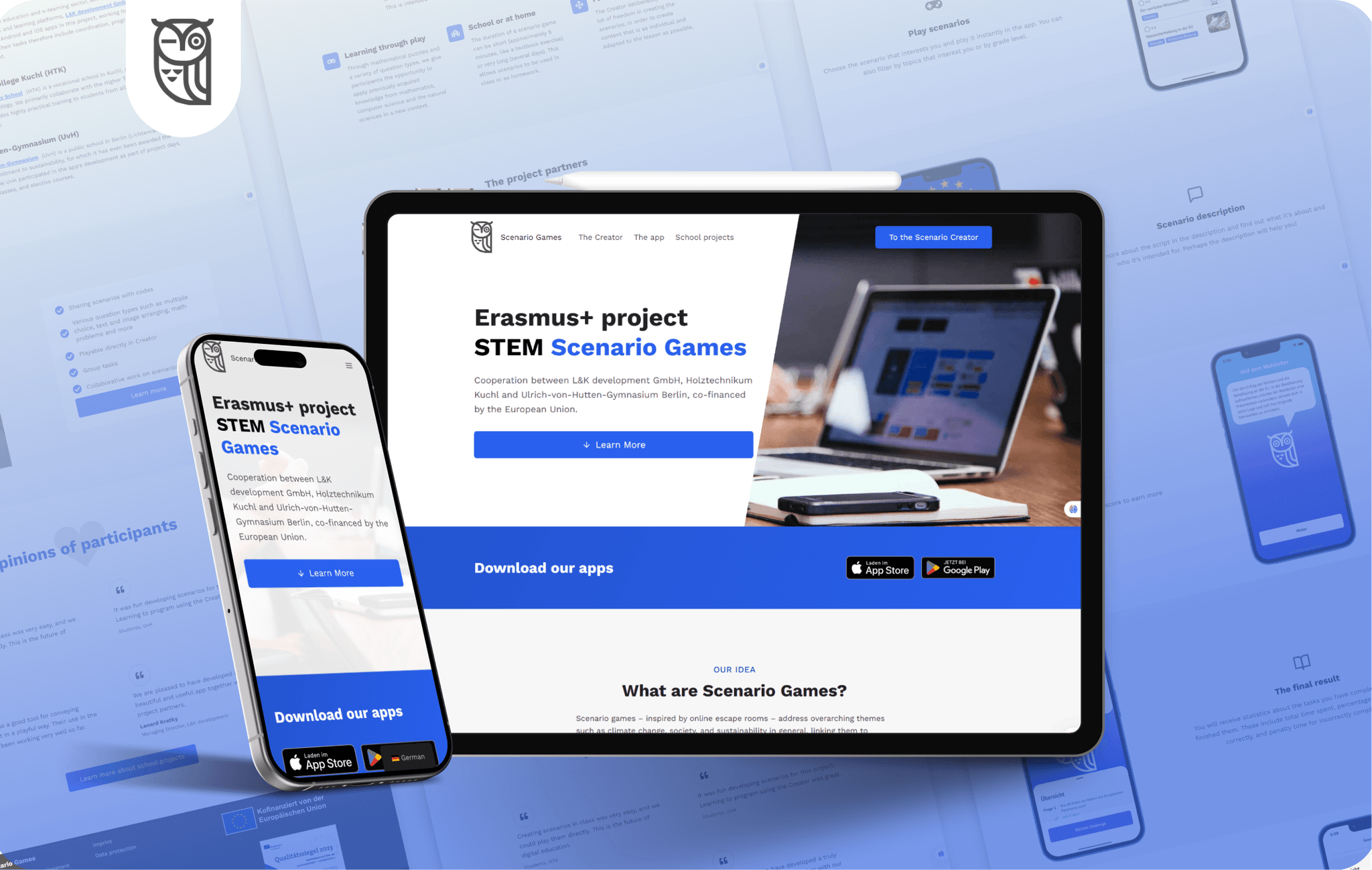 Scenario Games Website dargestellt auf Endgeräten